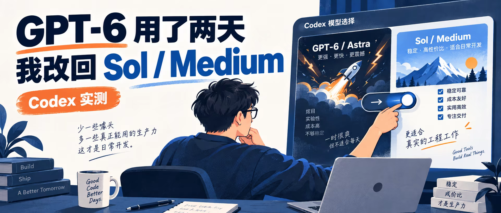 封面圖：GPT-6 用了兩天，我改回 Sol / Medium（Codex 實測）